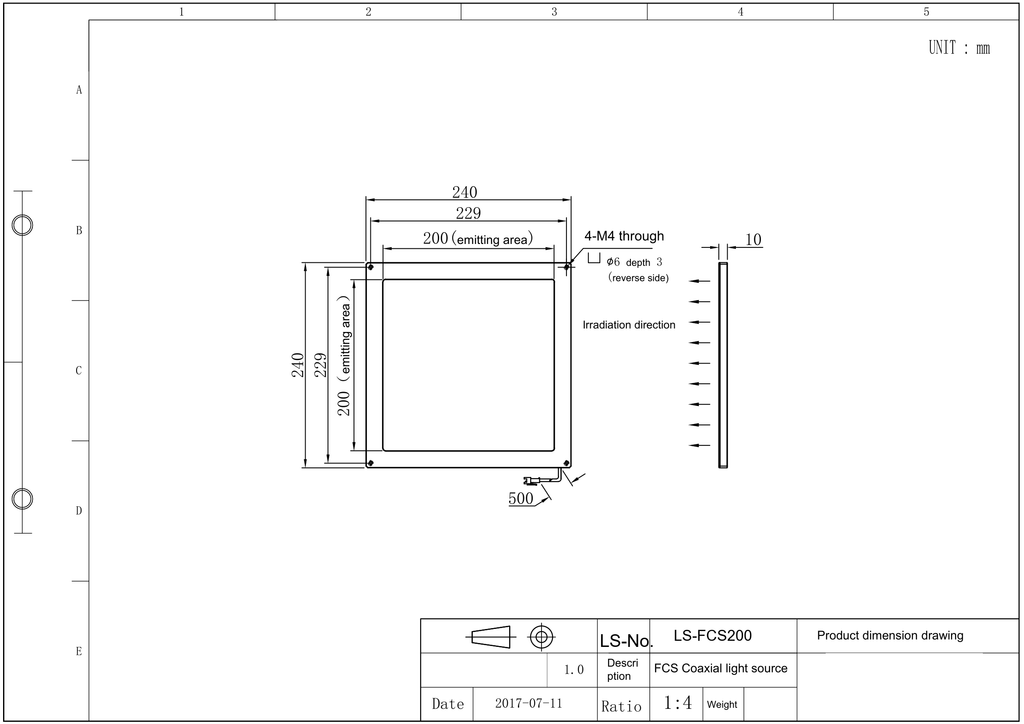 LS-FCS200 dimensions (mm)