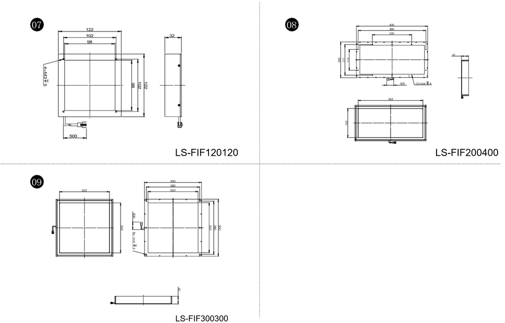 LS-FIF120120 dimensions (mm)