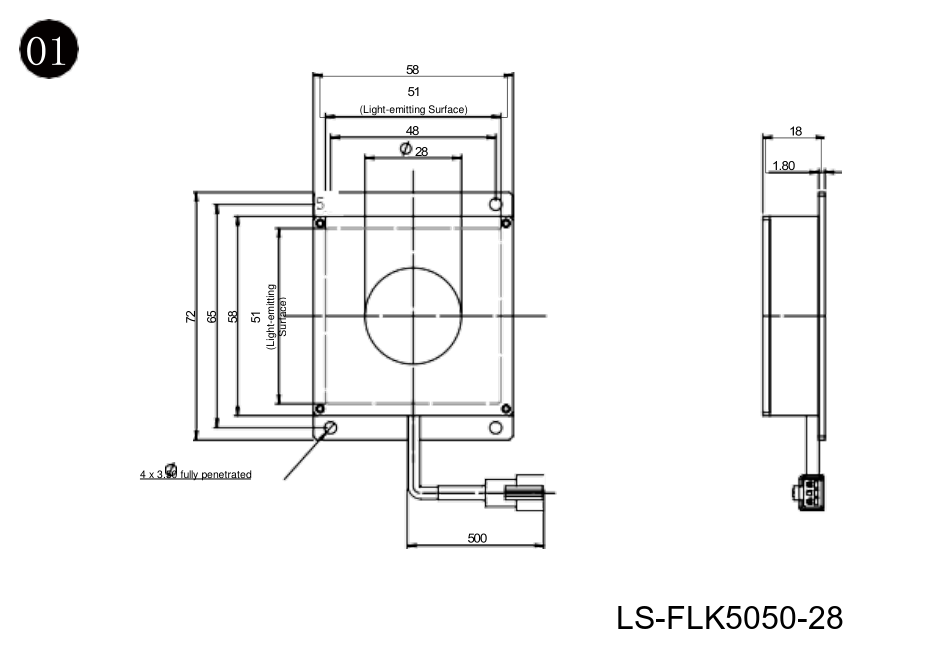 LS-FLK5050-28 dimensions (mm)
