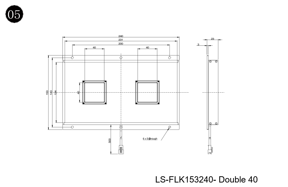 LS-FLK153240-DOUBLE40 dimensions (mm)