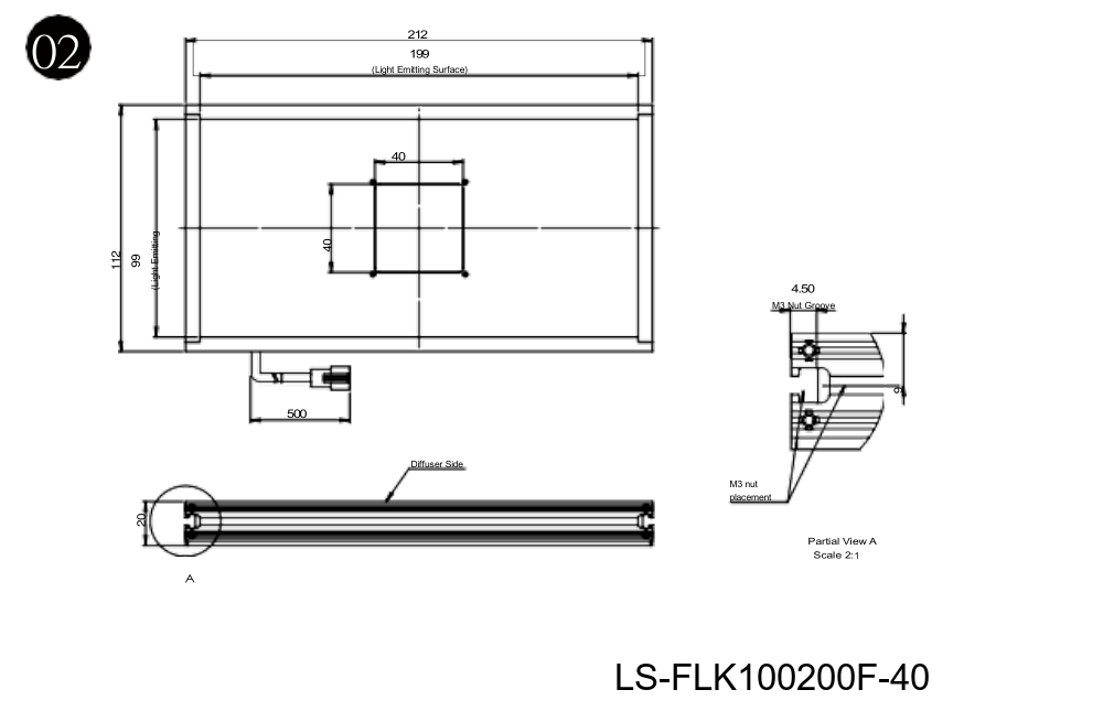 LS-FLK100160F-DUAL-HOLE35 dimensions (mm)