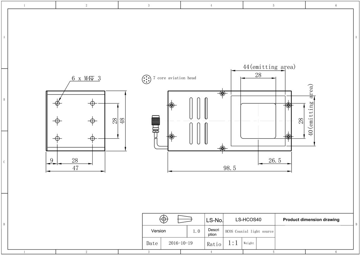LS-HCOS40 dimensions (mm)