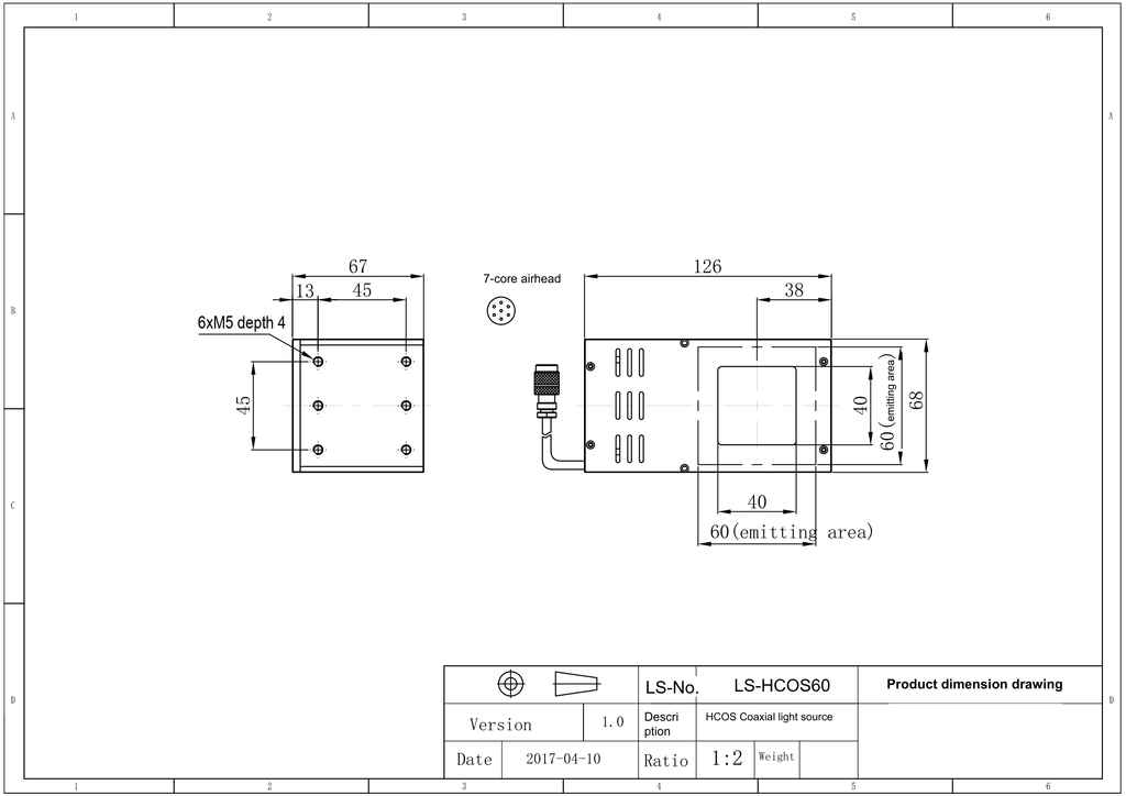 LS-HCOS60 dimensions (mm)