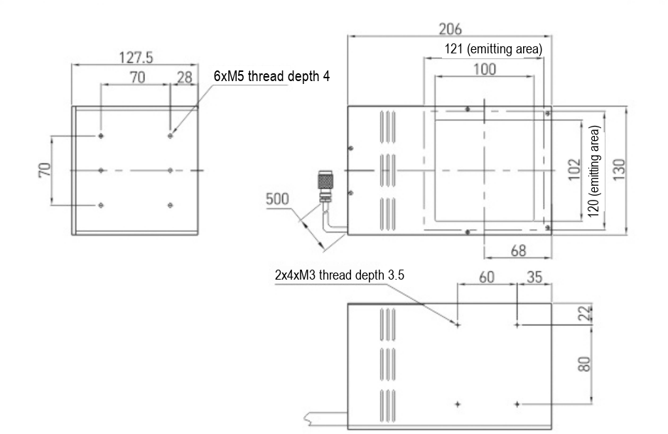 LS-HCOS120 dimensions (mm)