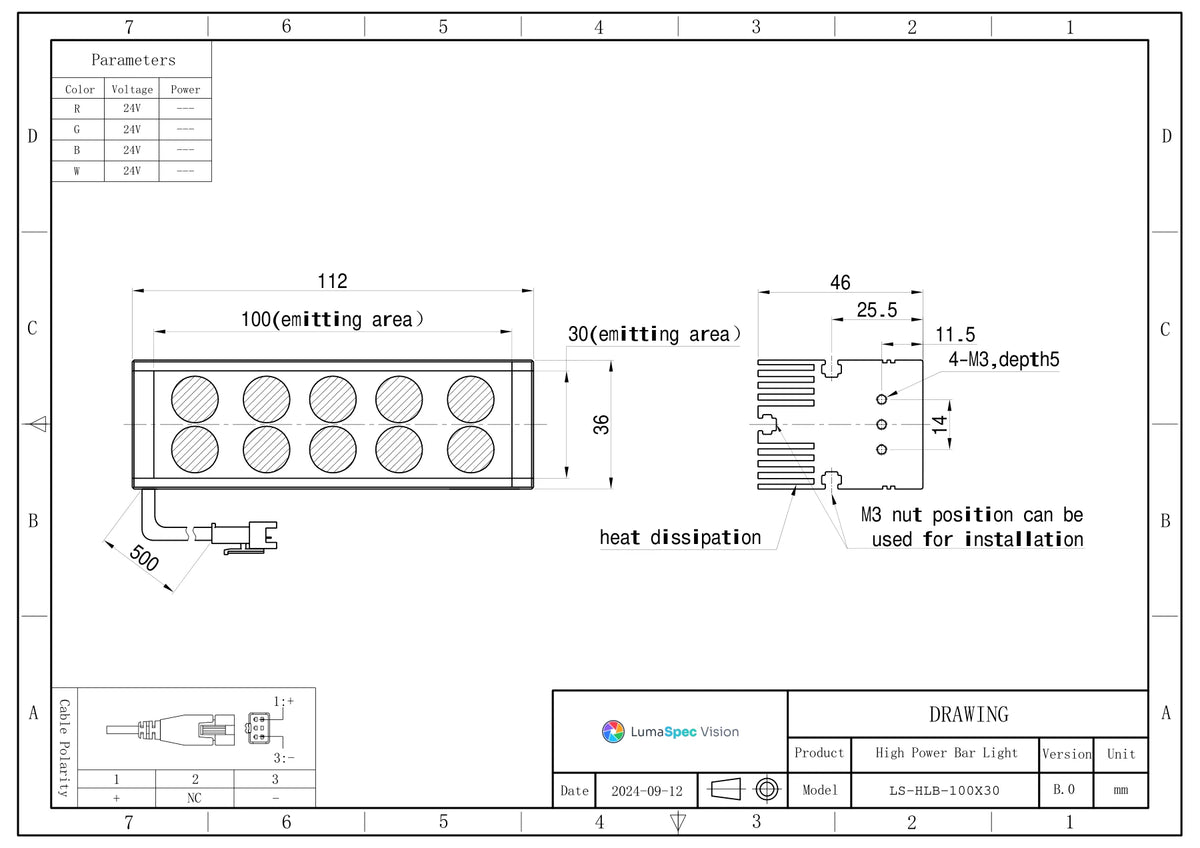 LS-HLB-100X30 dimensions (mm)