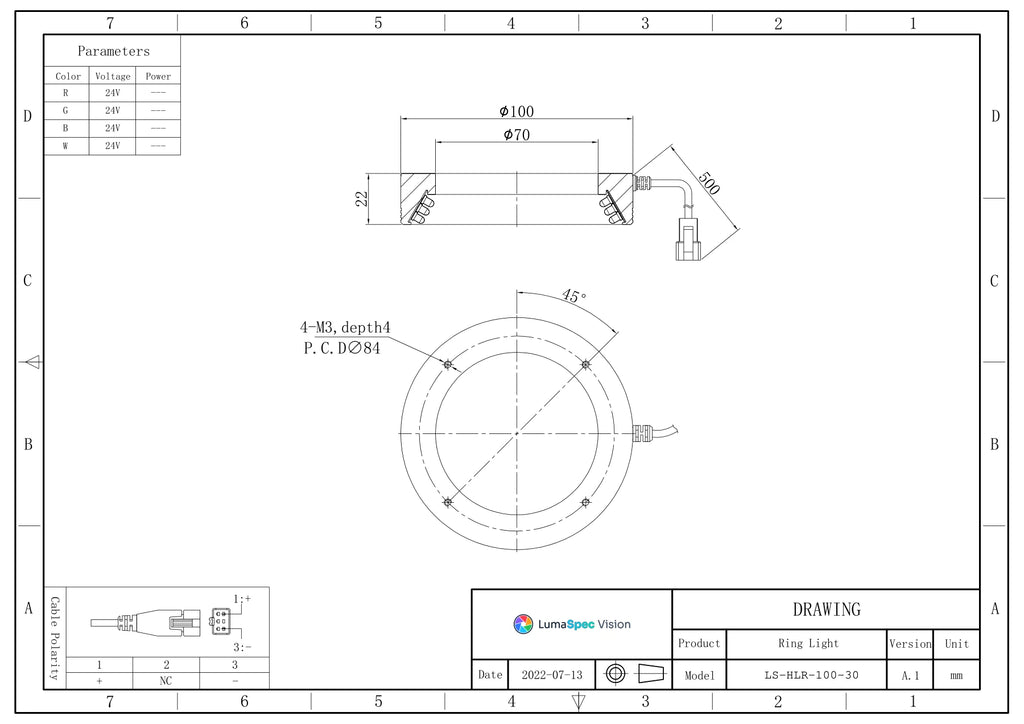 LS-HLR-100-30 dimensions (mm)
