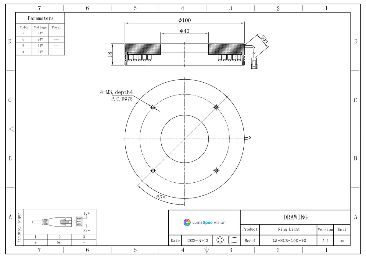 LS-HLR-100-90 dimensions (mm)