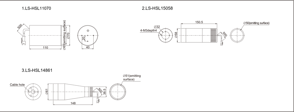 LS-HSL15058 dimensions (mm)