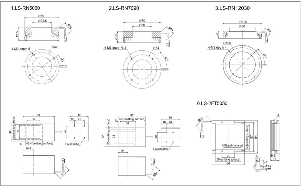 LS-2FT5050-IR dimensions (mm)