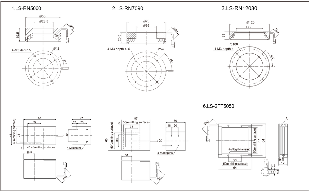 LS-2FT5050-IR dimensions (mm)