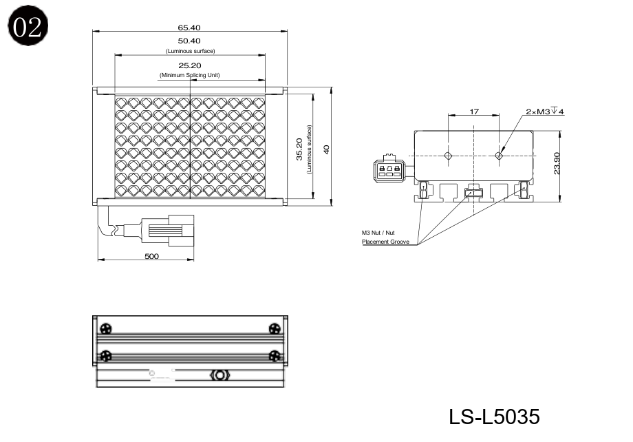 LS-L2535 dimensions (mm)