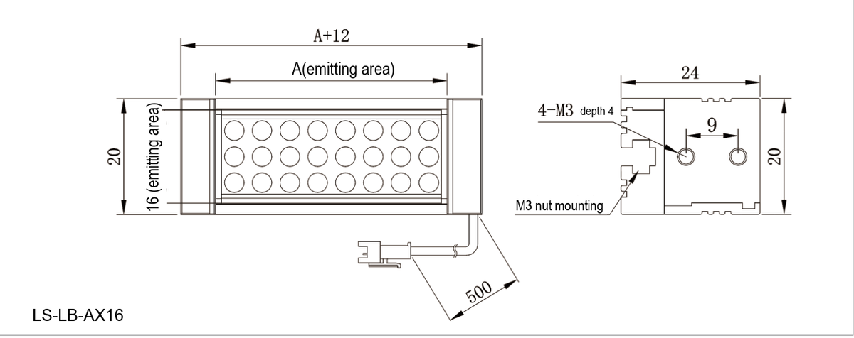 LS-2LB-60X16 dimensions (mm)