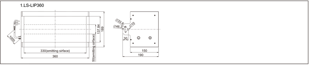 LS-LIP360 dimensions (mm)