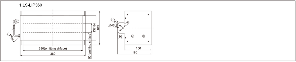 LS-LIP360 dimensions (mm)