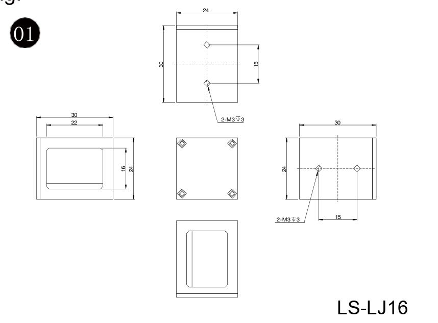 LS-LJ16 dimensions (mm)