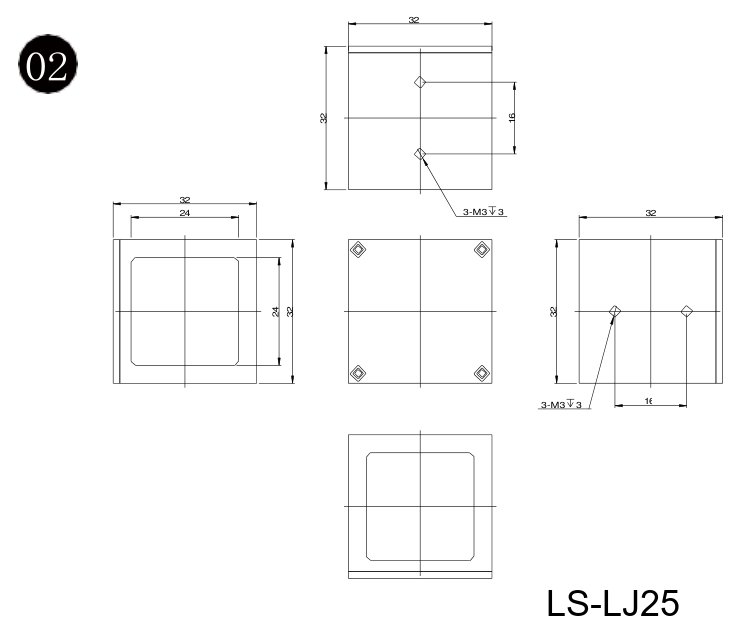 LS-LJ25 dimensions (mm)