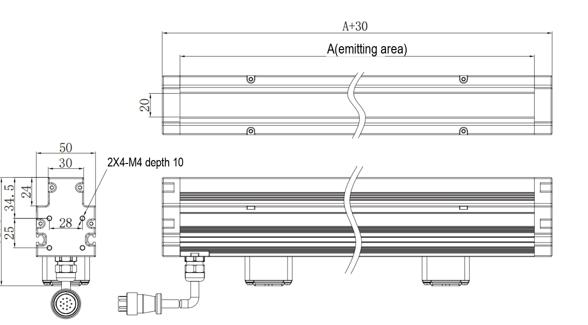 LS-LNJ-100 dimensions (mm)