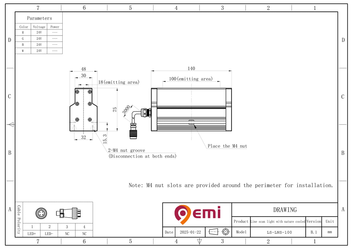 LS-LNS-100 dimensions (mm)