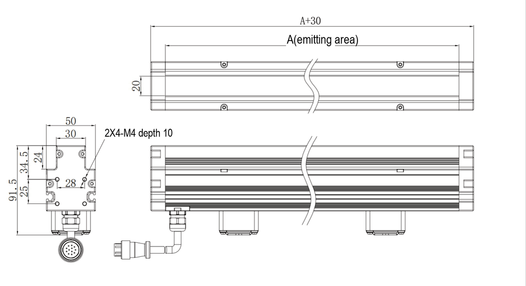 LS-LNX-100 dimensions (mm)
