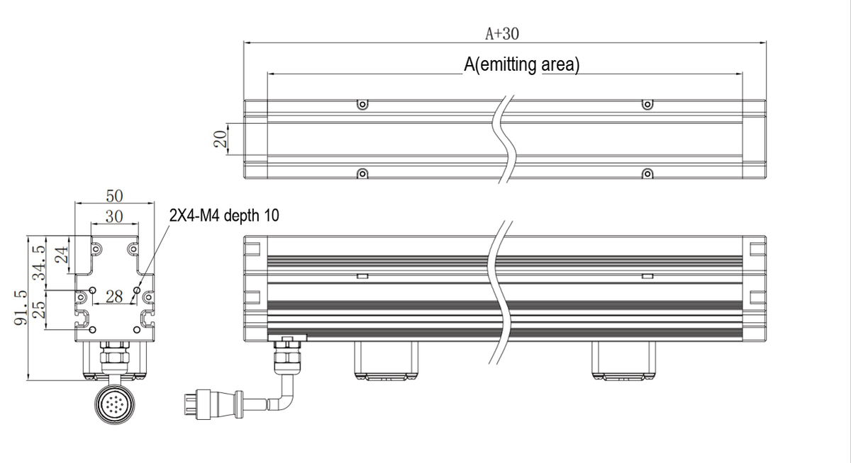 LS-LNX-100 dimensions (mm)