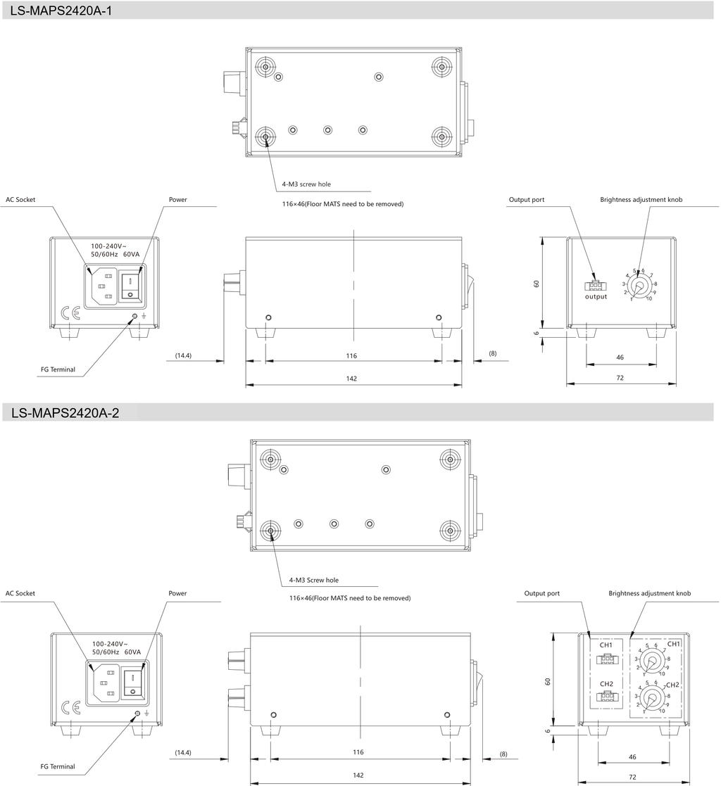 LS-MAPS2420A-1 dimensions (mm)
