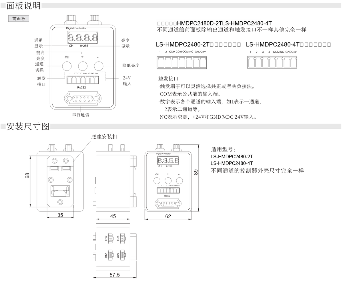 LS-HMDPC2480-2T dimensions (mm)