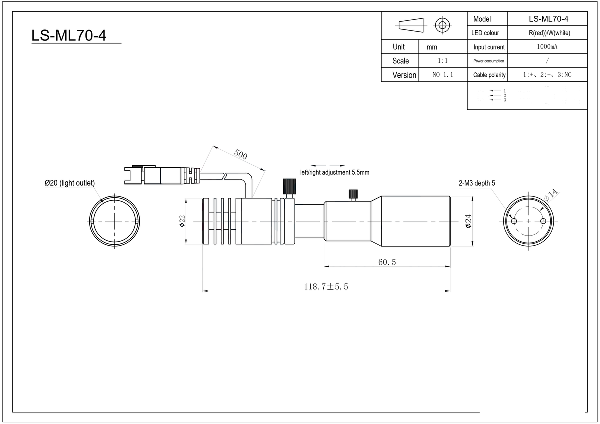 LS-ML70-4 dimensions (mm)