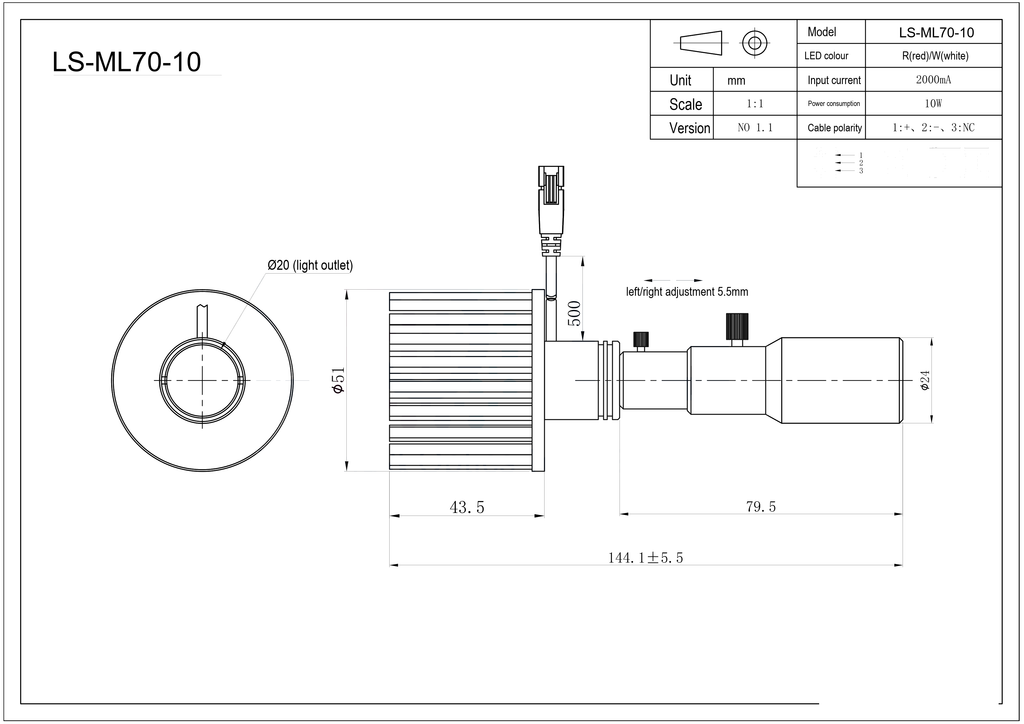 LS-ML70-10 dimensions (mm)