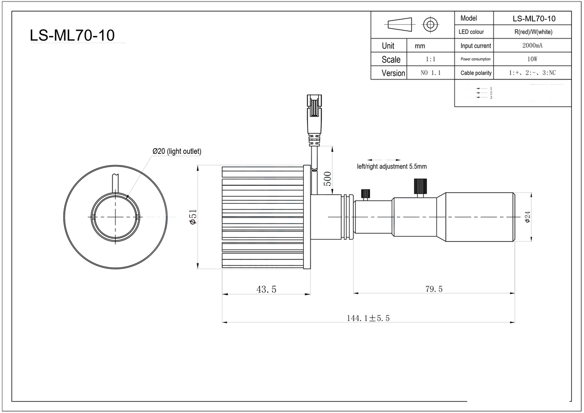 LS-ML70-10 dimensions (mm)