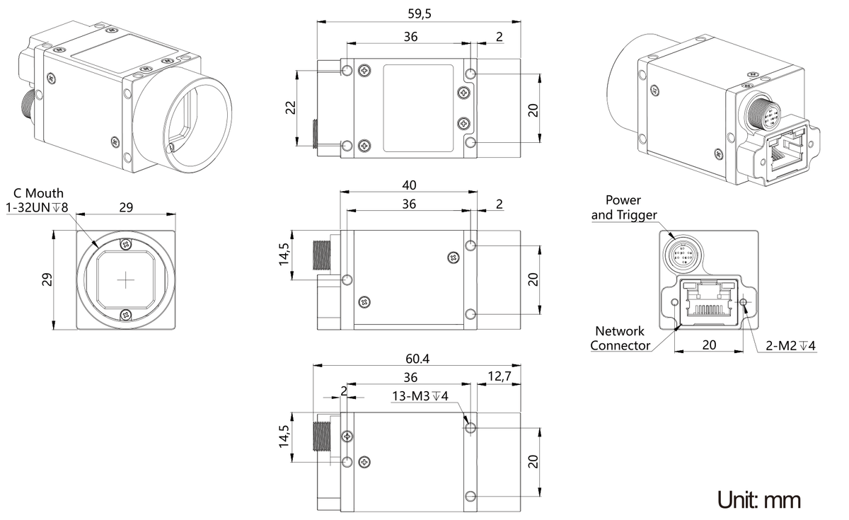 LS-MV-D200C-GE/M dimensions (mm)