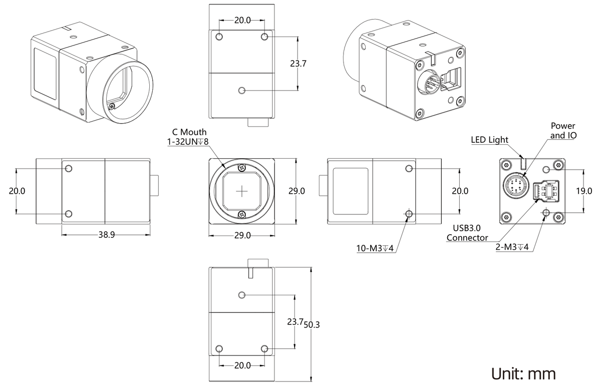 USB3.0 area scan camera, SU series, 2.5 MP, USB3, Color/Mono (LS-MV-SU240GC/M)