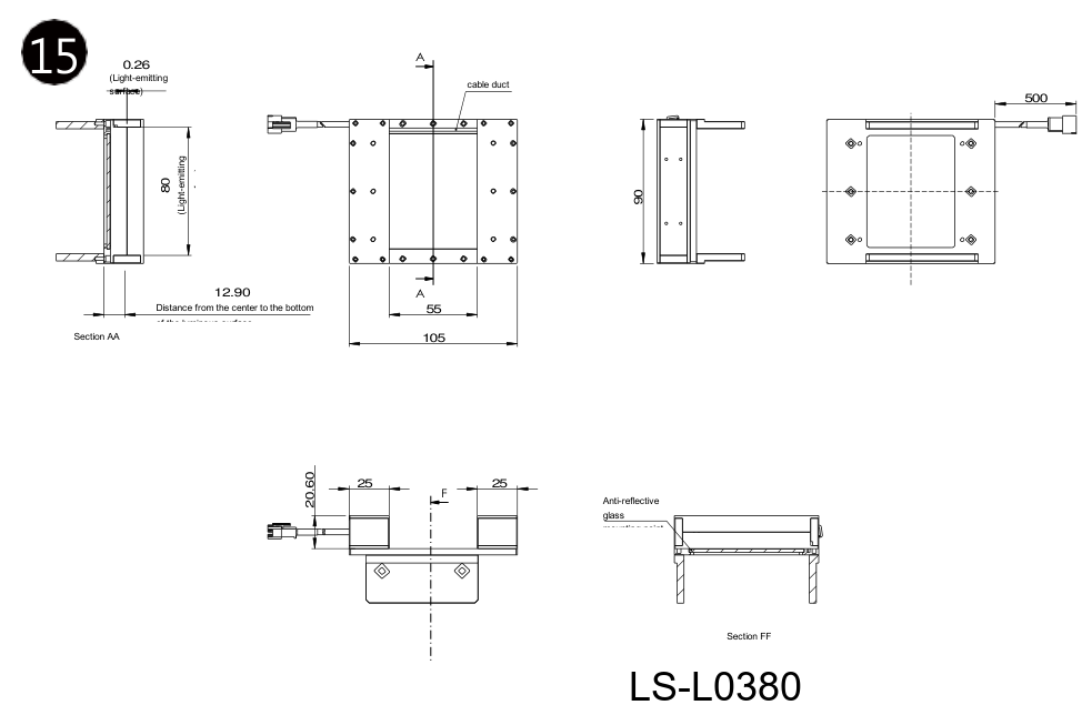 LS-INS100 dimensions (mm)