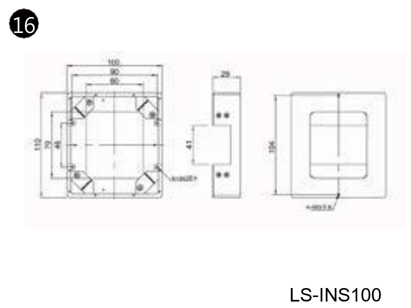 LS-INS100 dimensions (mm)