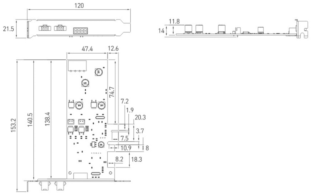 LS-PCIE2448A-2T dimensions (mm)
