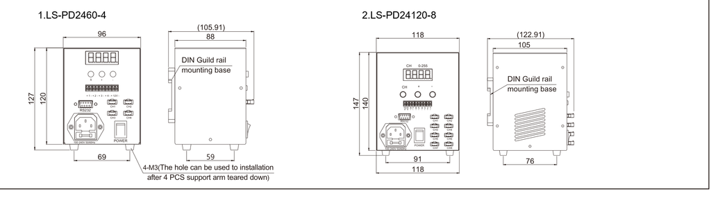LS-PD2460-4 dimensions (mm)