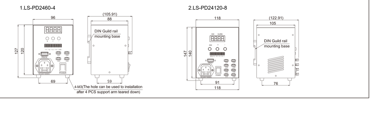 LS-PD2460-4 dimensions (mm)