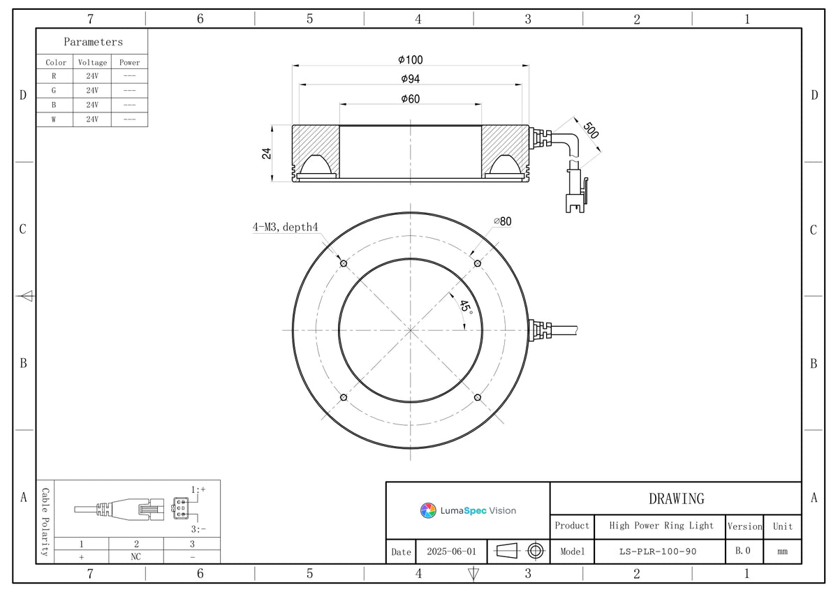 LS-PLR-100-90 dimensions (mm)