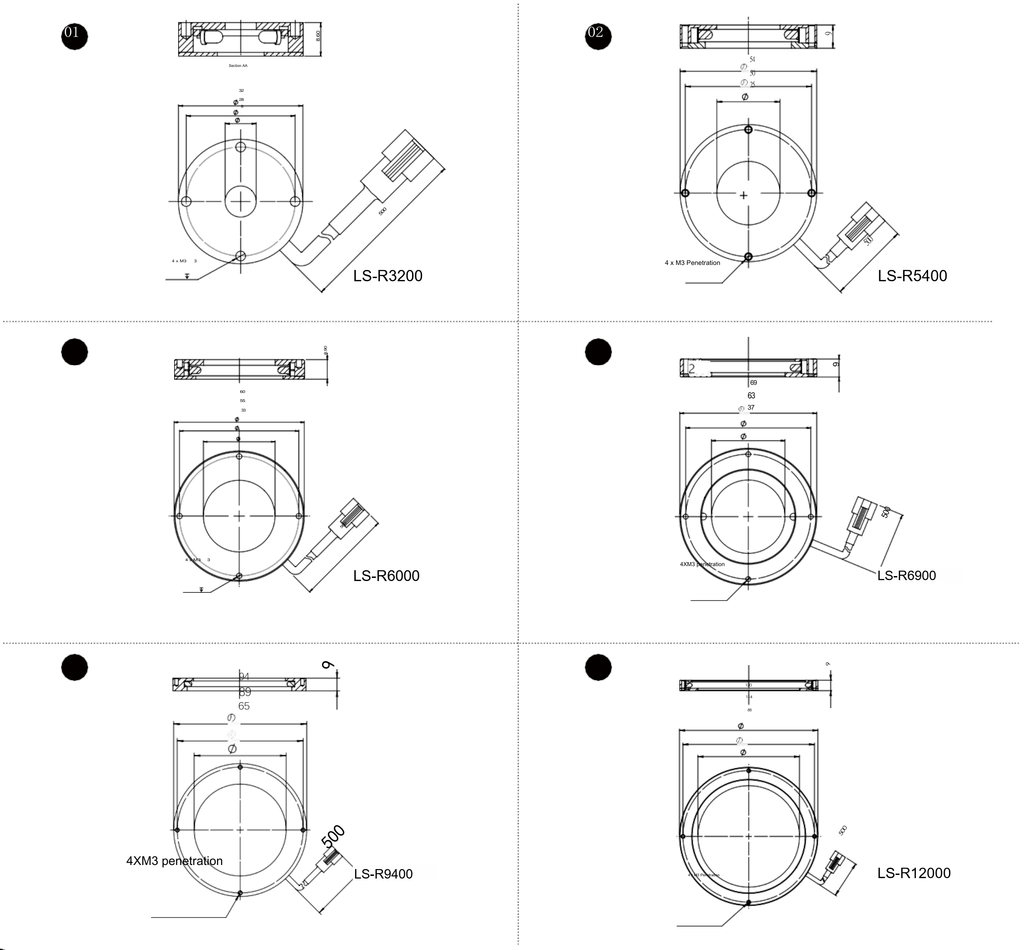 LS-R3200 dimensions (mm)
