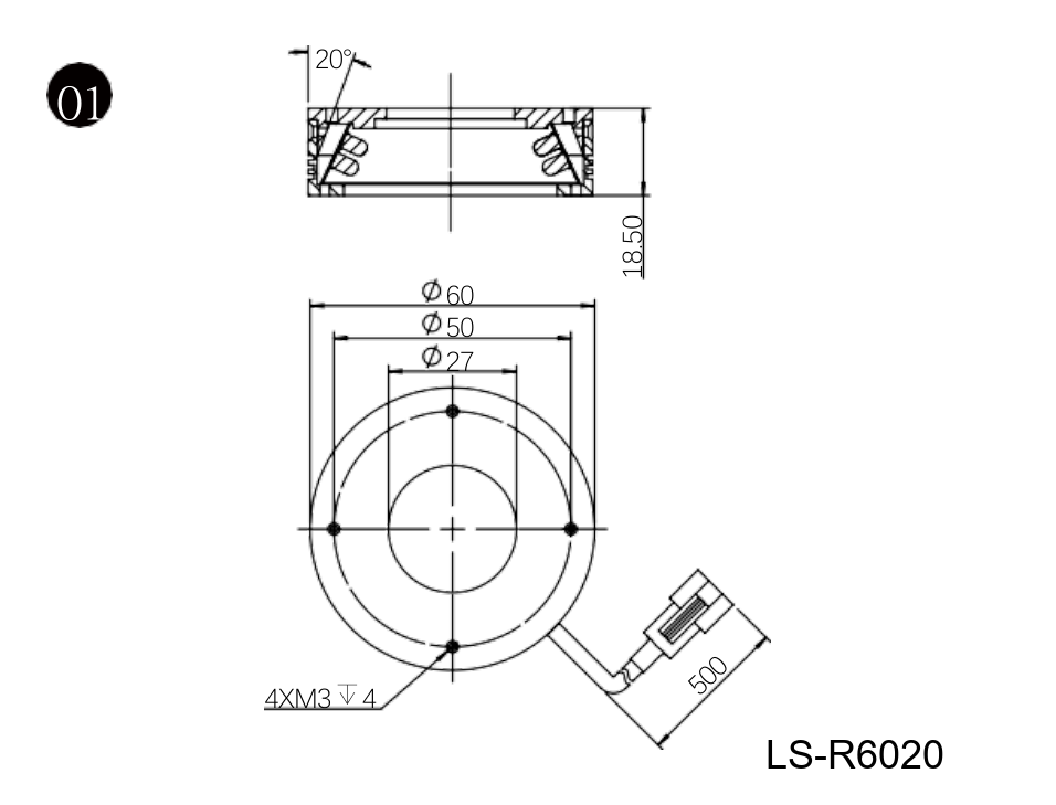 LS-R6020 dimensions (mm)