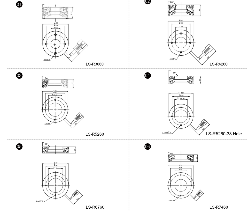 LS-R3660 dimensions (mm)
