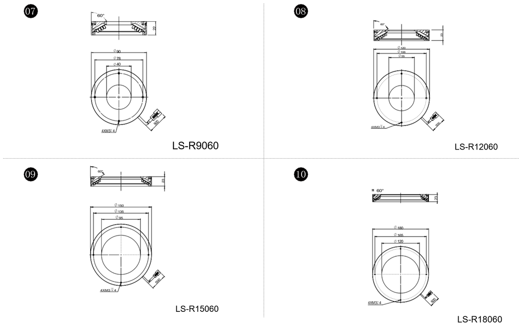 LS-R9060 dimensions (mm)
