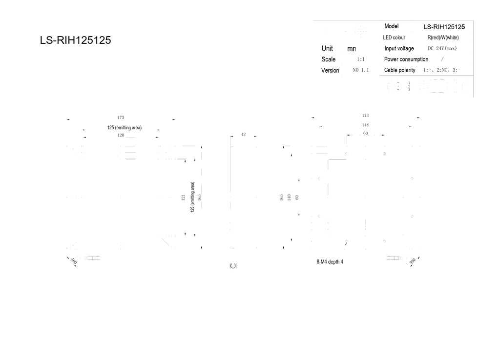 LS-RIH125125 dimensions (mm)