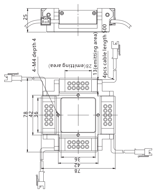 LS-ROS78-R/G/B/W dimensions (mm)