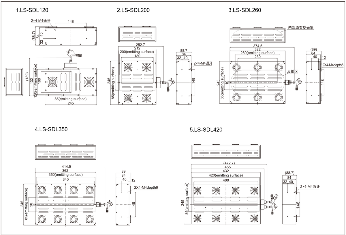 LS-SDL200 dimensions (mm)