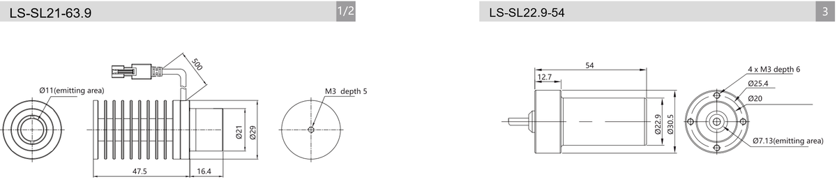 LS-SL22.9-54-G/Y dimensions (mm)