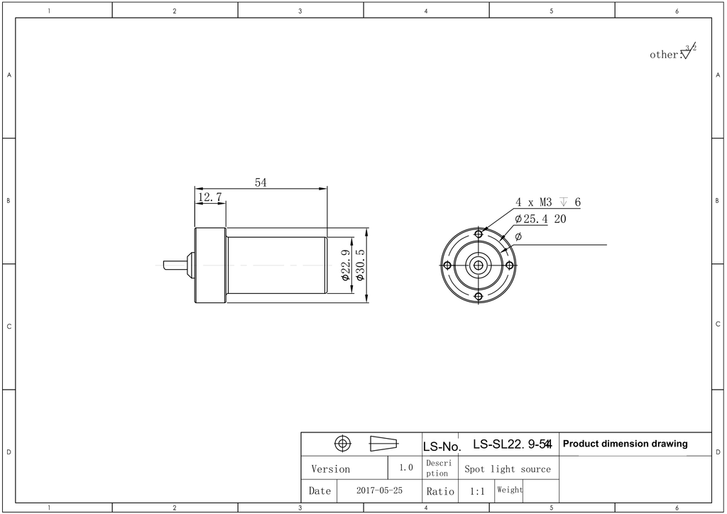 LS-SL22.9-54 dimensions (mm)