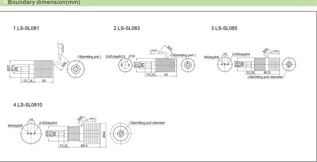 LS-SL081 dimensions (mm)