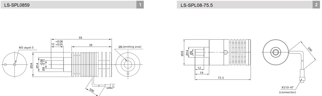 LS-SPL0859-R/G/B/W dimensions (mm)