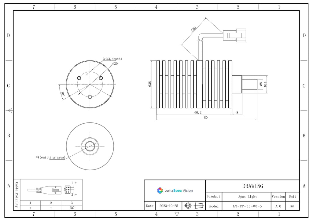 LS-TF-38-08-5 dimensions (mm)