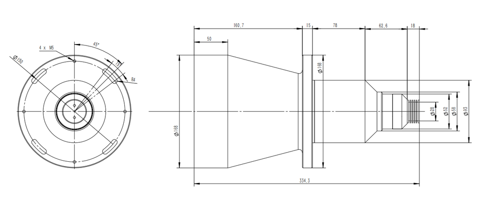 LS-TL150 dimensions (mm)